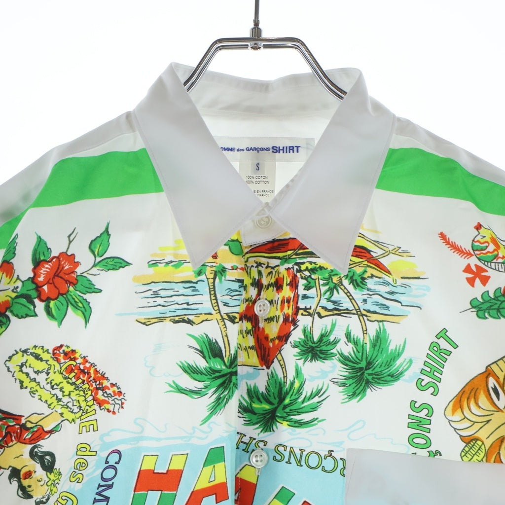 COMME des GARCONS SHIRT(コムデギャルソンシャツ) フロントプリント ロングスリーブ コットンシャツ ホワイト FP-B060