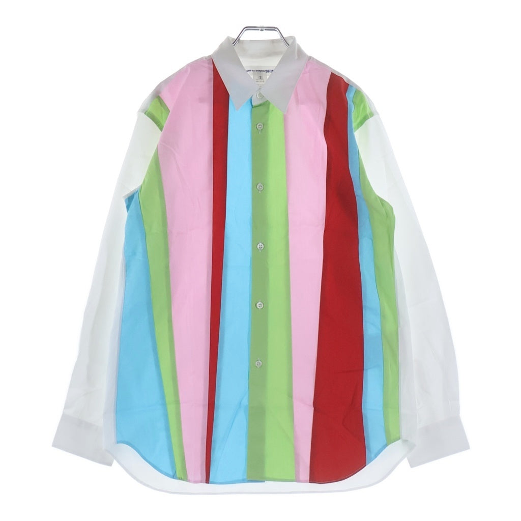 COMME des GARCONS SHIRT(コムデギャルソンシャツ) ストライプ レイヤードデザイン コットン 長袖シャツ マルチカラー FN-B022