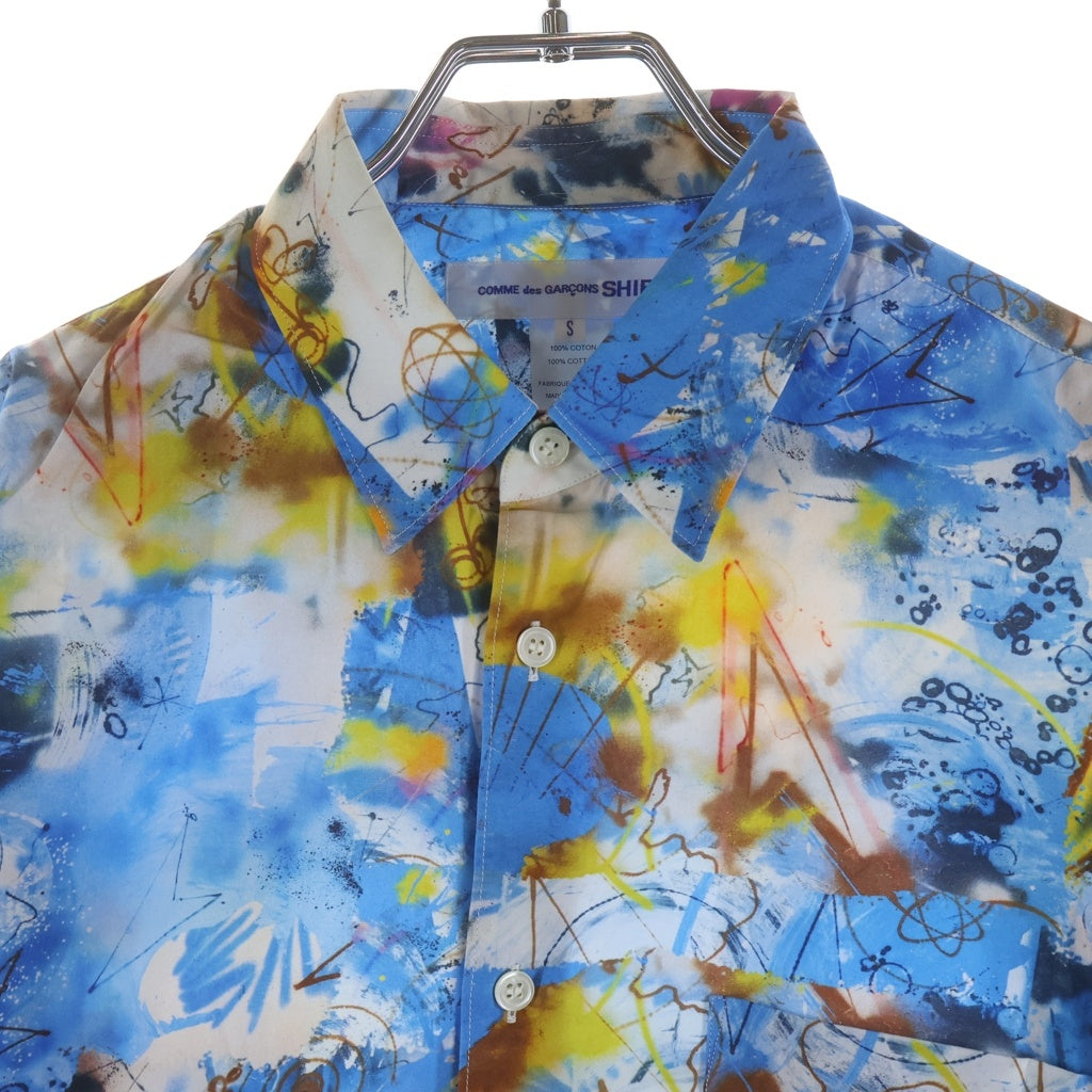 COMME des GARCONS SHIRT(コムデギャルソンシャツ) 20AW ×FUTURA フゥーチュラ 総柄 ロングスリーブ コットンシャツ ブルー W28042