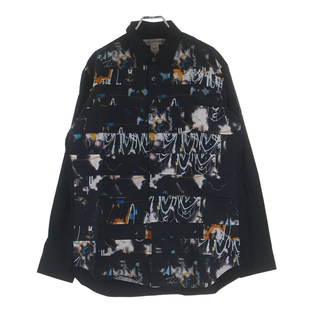 COMME des GARCONS SHIRT(コムデギャルソンシャツ) 20AW ×FUTURA フゥーチュラ 総柄 パッチワーク コットン 長袖シャツ ブラック W28035