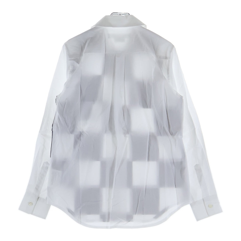 COMME des GARCONS COMME des GARCONS(コムデギャルソンコムデギャルソン) 25SS AD2024 フロントスクエアチェック柄 丸襟 長袖コットンシャツ ブラック/ホワイト RO-B007 レディース