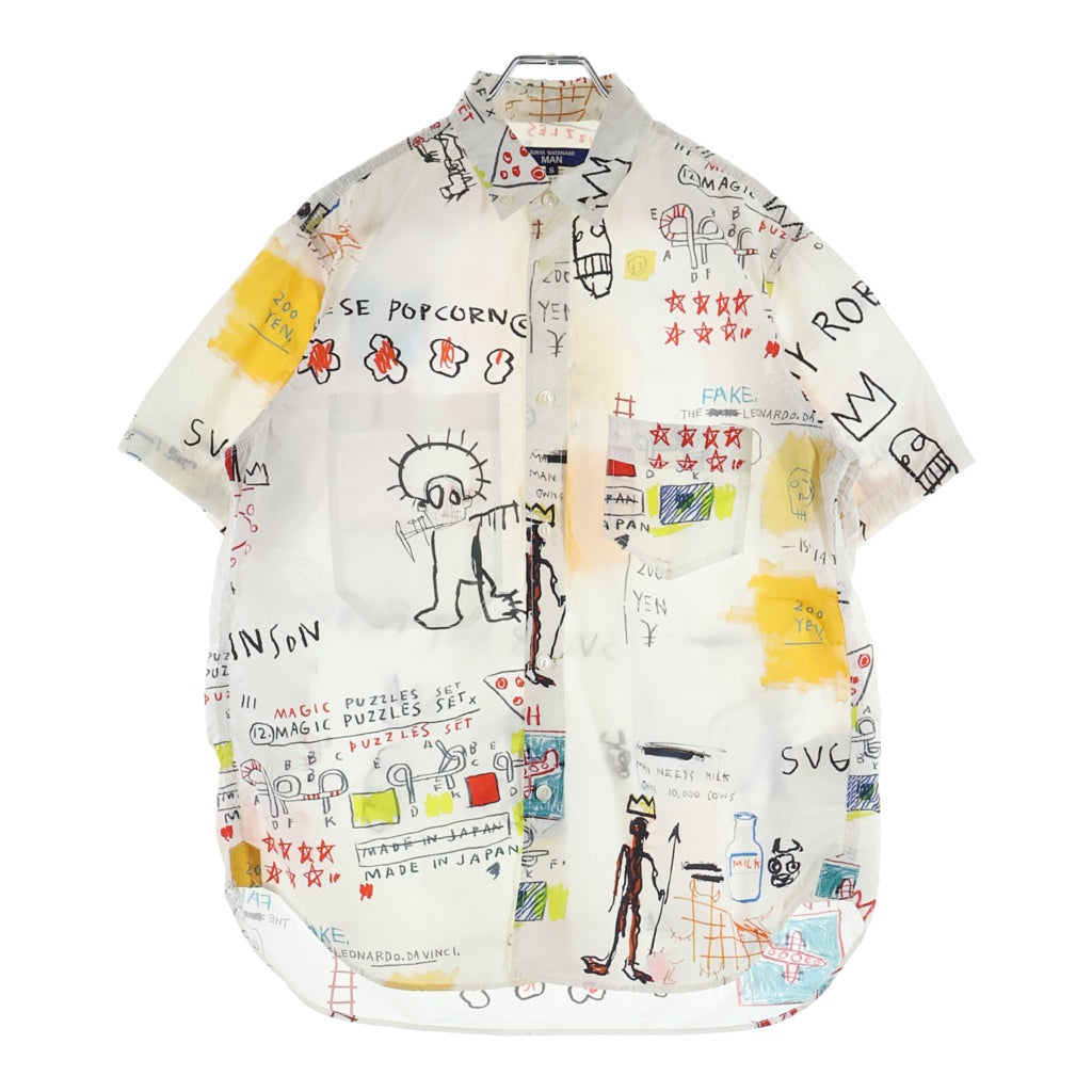 JUNYA WATANABE COMME des GARCONS(ジュンヤワタナベ コムデギャルソン) 23SS AD2022 ×JEAN-MICHEL BASQUIAT ジャンミシェルバスキア イラスト総柄 半袖コットンシャツ ホワイト WK-B025