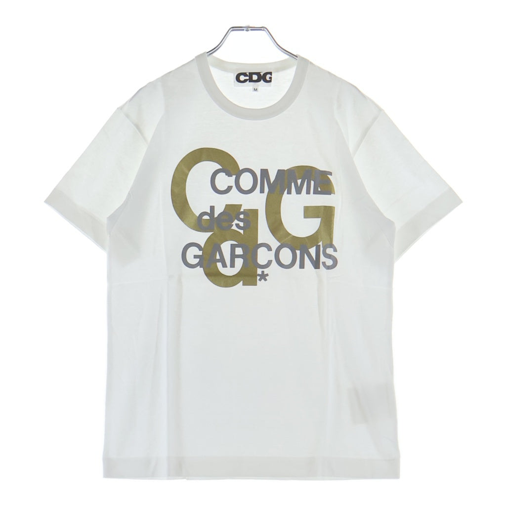 CDG(シーディージー) AD2020 フロントゴールドロゴTシャツ 半袖クルーネックカットソー ホワイト SZ-T041