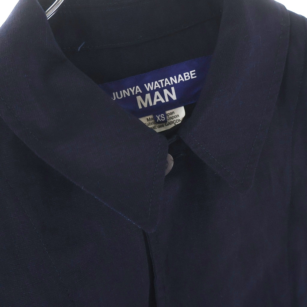 JUNYA WATANABE COMME des GARCONS(ジュンヤワタナベ コムデギャルソン) 22SS AD2021 ウールリネンポプリン 裏地花柄 4Bシャツジャケット ネイビー WI-J002