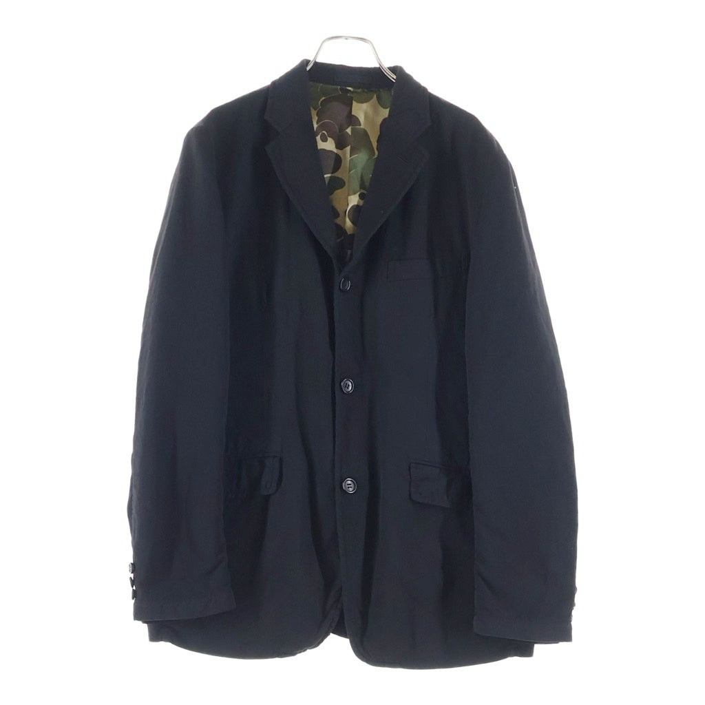 COMME des GARCONS HOMME(コムデギャルソンオム) 17AW AD2017 製品染 裏地カモ柄 ウールサージ 3テーラードジャケット ブラック HT-J001