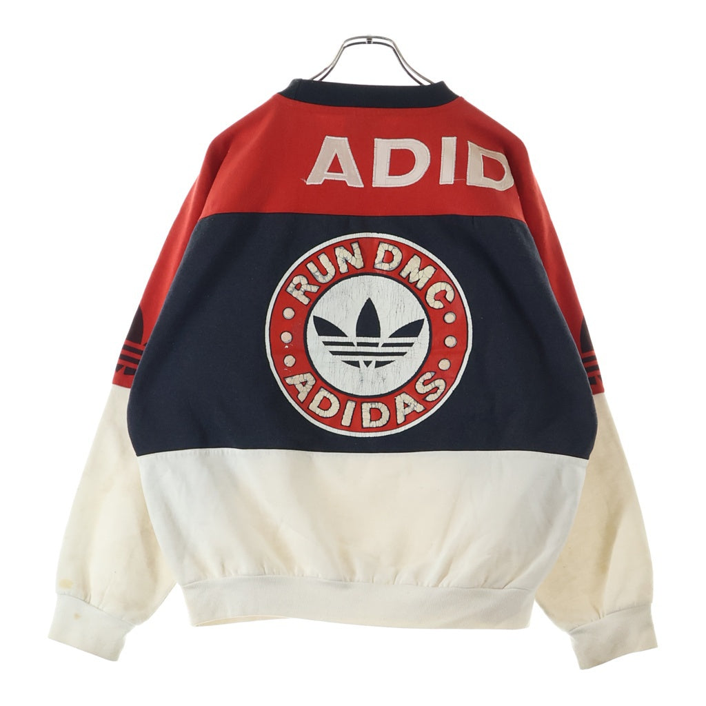 adidas(アディダス) 80S VINTAGE RUN DMC CREWNECK SWEATSHIRT ヴィンテージ ランDMC クルーネックスウェットトレーナー レッド/ネイビー/ホワイト