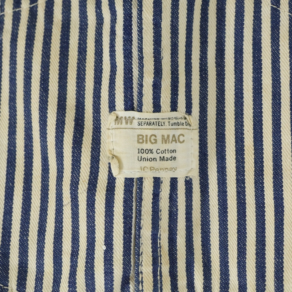 VINTAGE(ヴィンテージ) 70S VINTAGE BIC MAC JC PENNY HICKORY DENIM OVERALL ヴィンテージ ビックマック JCペニー ヒッコリーストライプ デニムオーバーオール ホワイト/ブルー