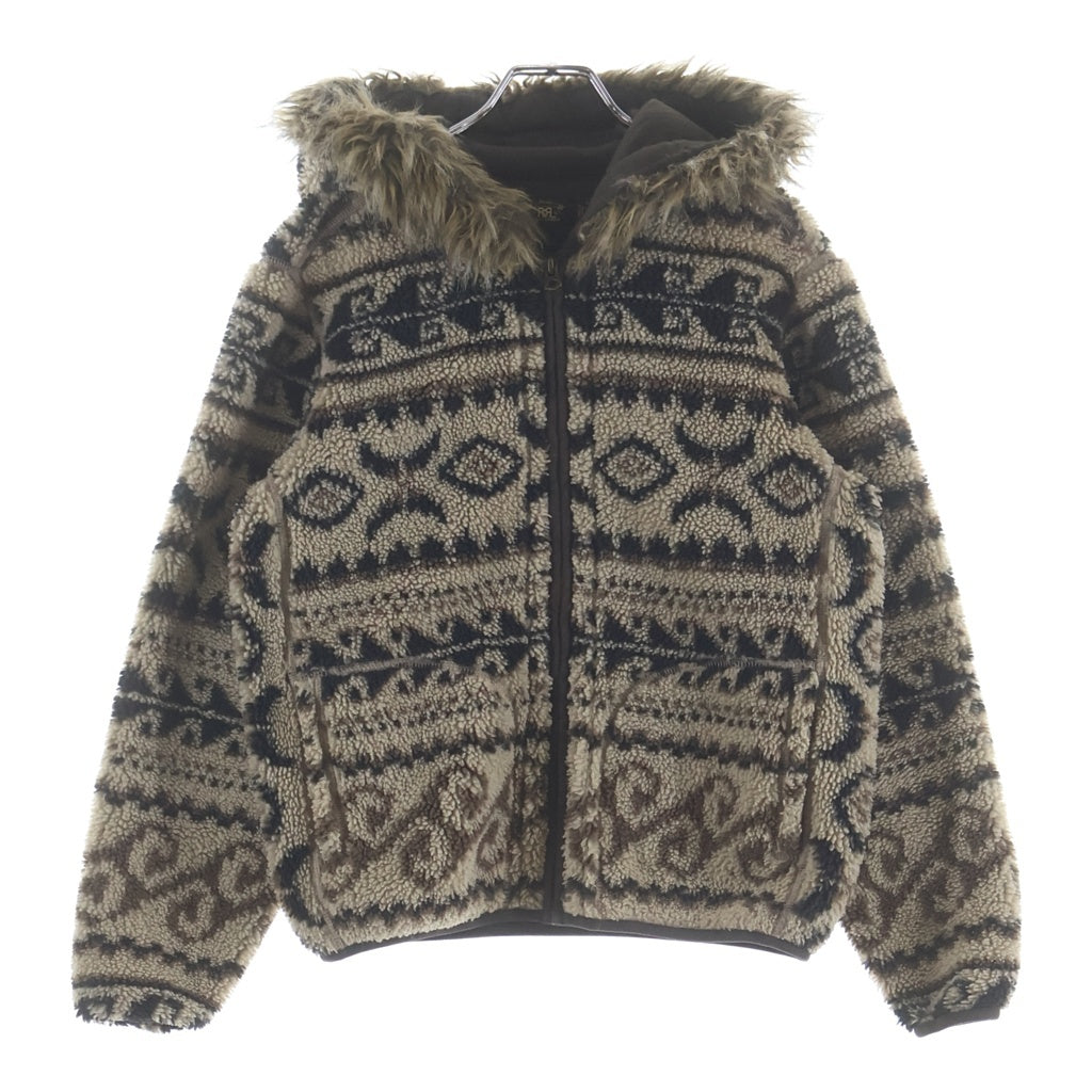 RRL(ダブルアールエル) シェルパ フリース ボアフーデッドジャケット レディース ブラウン