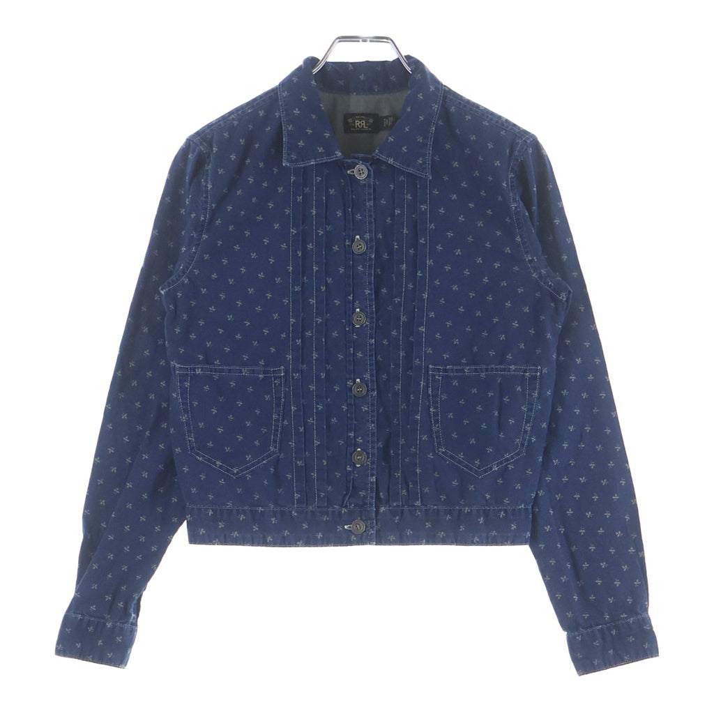RRL(ダブルアールエル) リーフ総柄 レギュラーカラー デニム長袖シャツ レディース インディゴ