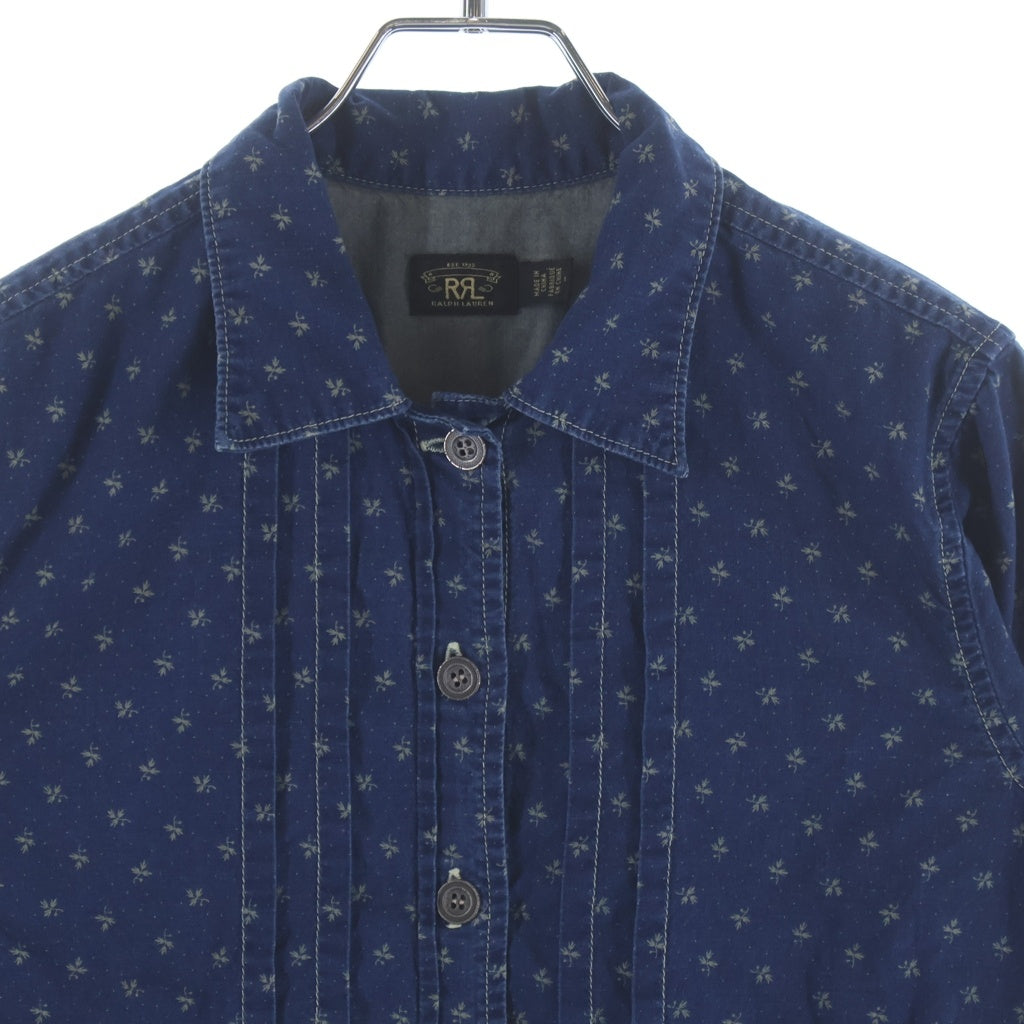 RRL(ダブルアールエル) リーフ総柄 レギュラーカラー デニム長袖シャツ レディース インディゴ