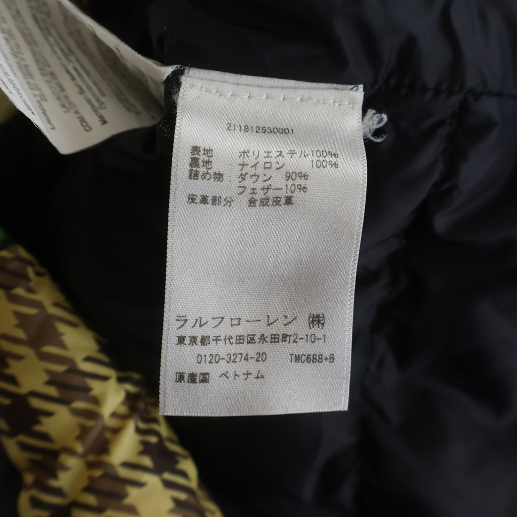 POLO RALPH LAUREN(ポロラルフローレン) パッチワーク柄 フーデッドダウンジャケット レディース ブラウン