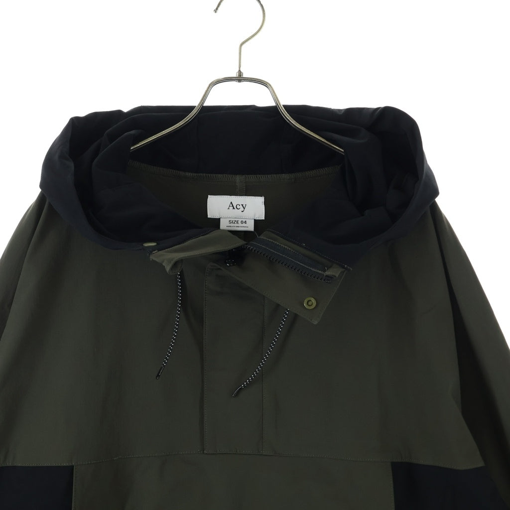 NO BRAND(ノーブランド) ACY エイシー 23AW NYLON ANORAK ナイロンアノラック プルオーバーフーデッドジャケット カーキ/ブラック ACY-23AW-002