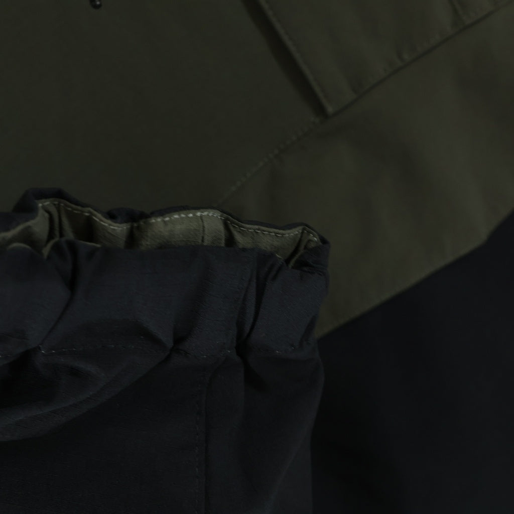 NO BRAND(ノーブランド) ACY エイシー 23AW NYLON ANORAK ナイロンアノラック プルオーバーフーデッドジャケット カーキ/ブラック ACY-23AW-002