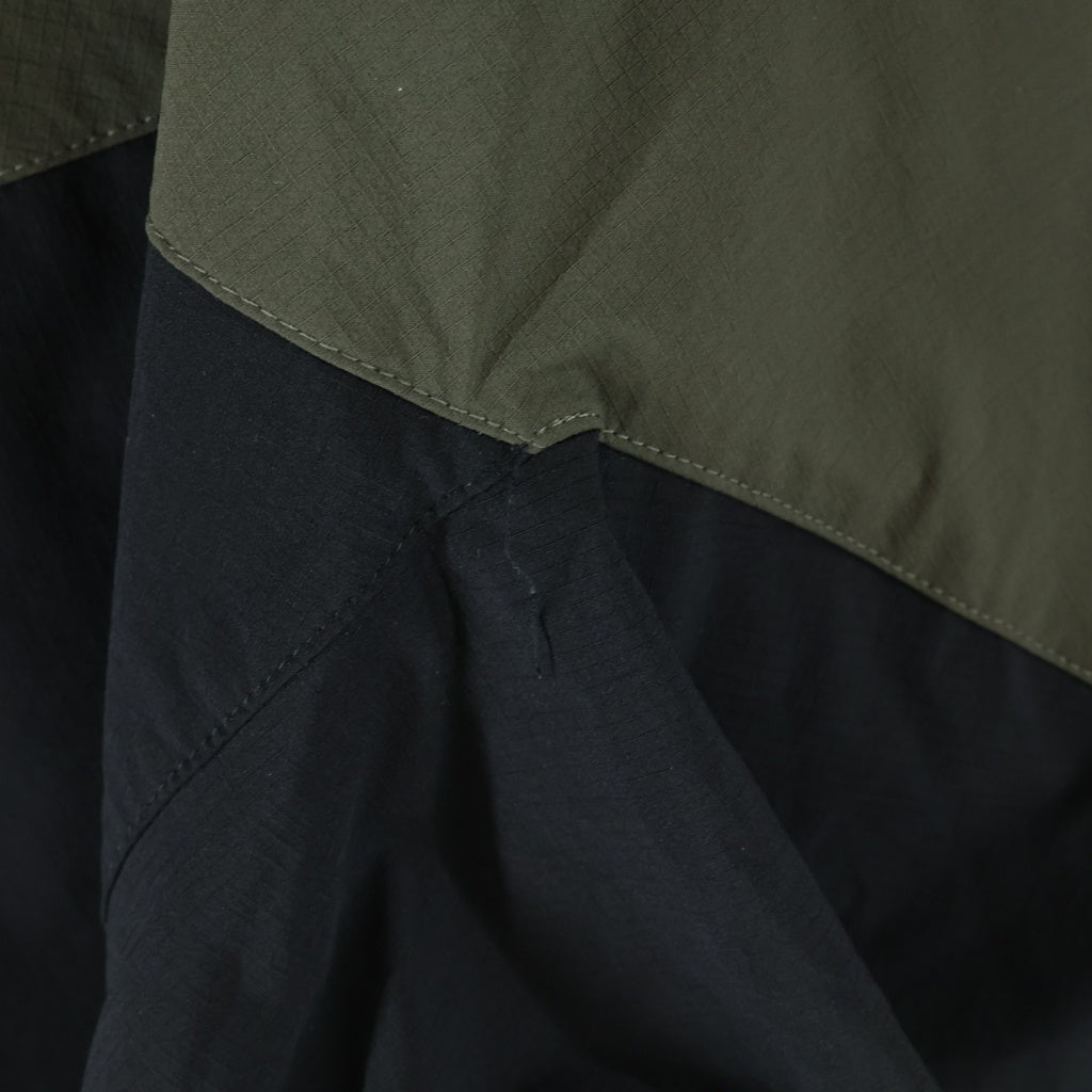 NO BRAND(ノーブランド) ACY エイシー 23AW NYLON ANORAK ナイロンアノラック プルオーバーフーデッドジャケット カーキ/ブラック ACY-23AW-002