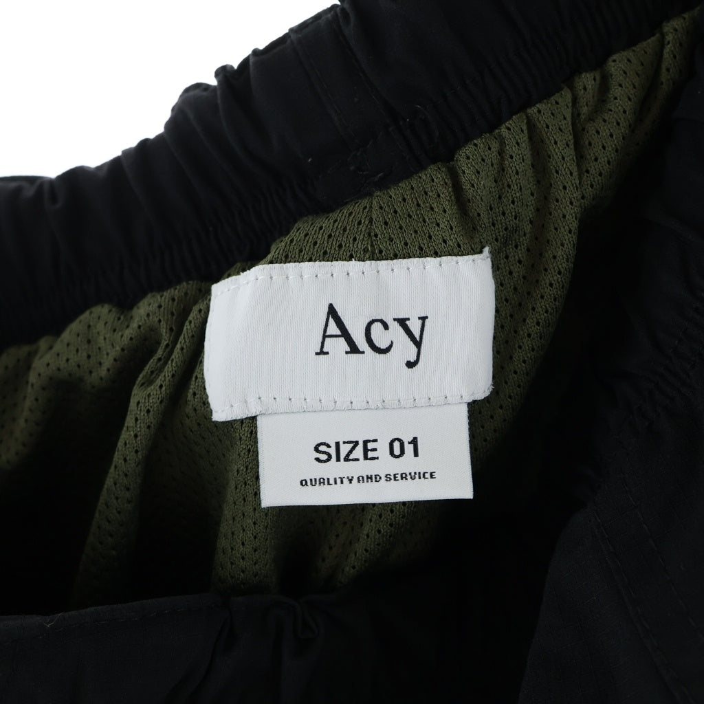 Acy(エイシー) 23AW NYLON PANTS ナイロン リップストップ トラックパンツ カーキ/ブラック ACY-23AW-009