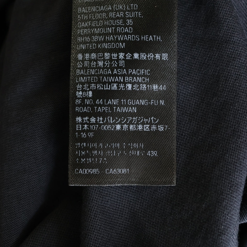 BALENCIAGA(バレンシアガ) 23AW OFFSHORE ヴィンテージ加工 ロゴプリントTシャツ 長袖クルーネックカットソー ブラック 739027 TPVM8