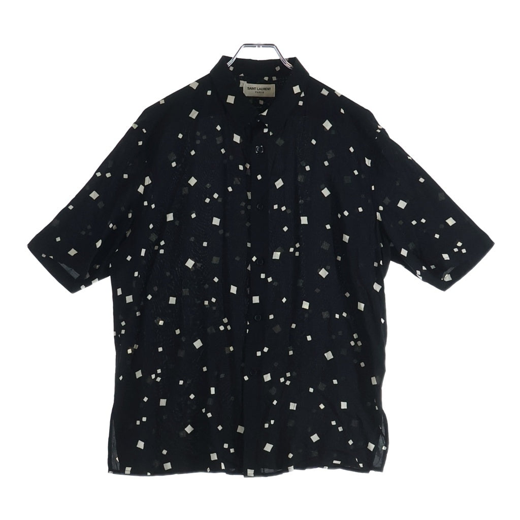 SAINT LAURENT PARIS(サンローランパリ) 19SS スクエアドット総柄 半袖レーヨンシャツ ブラック 601070 Y1A79