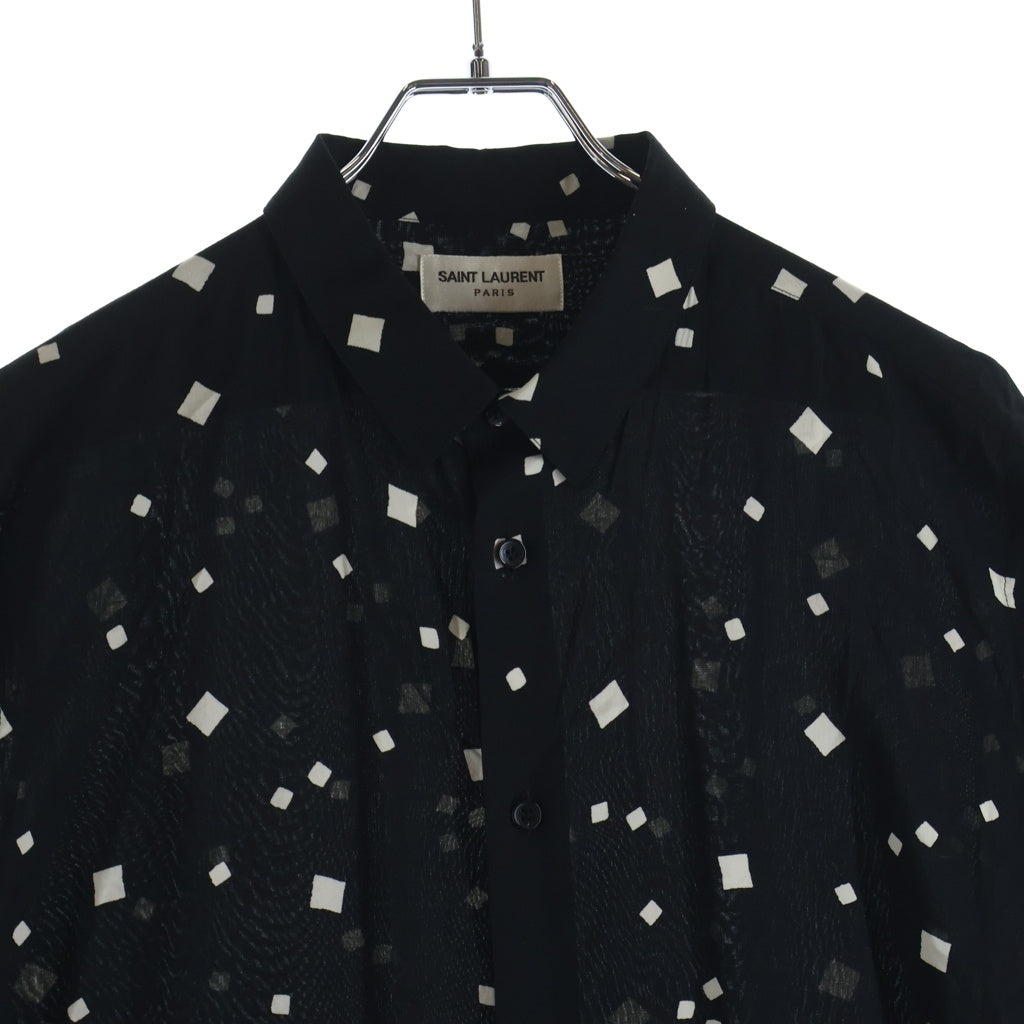 SAINT LAURENT PARIS(サンローランパリ) 19SS スクエアドット総柄 半袖レーヨンシャツ ブラック 601070 Y1A79