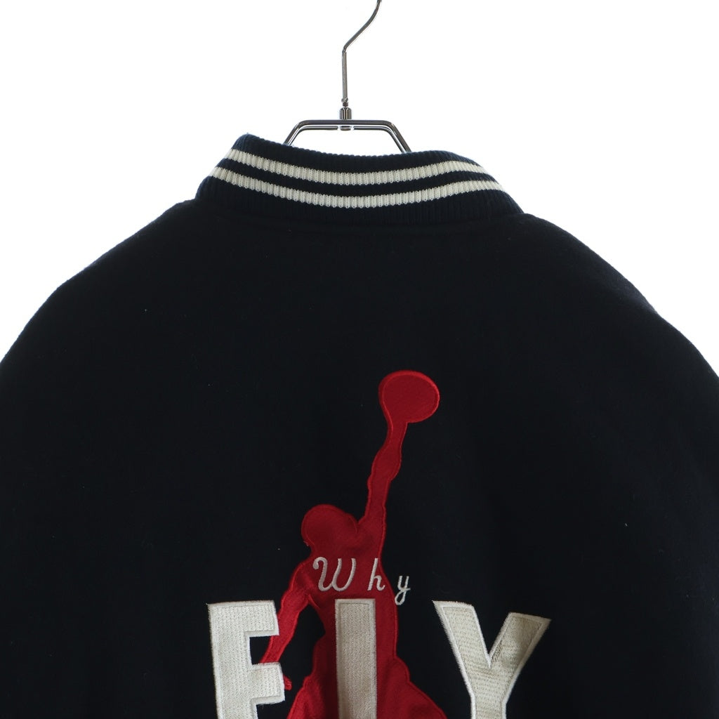NIKE(ナイキ) 90s AIR JORDAN VARSITY JACKET エア ジョーダン ワッペン 袖レザー バーシティ ジャケット スタジャン ブラック/ベージュ