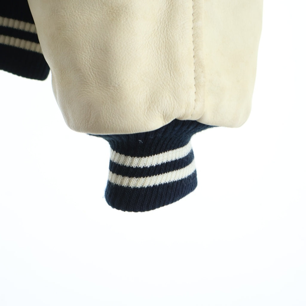 NIKE(ナイキ) 90s AIR JORDAN VARSITY JACKET エア ジョーダン ワッペン 袖レザー バーシティ ジャケット スタジャン ブラック/ベージュ