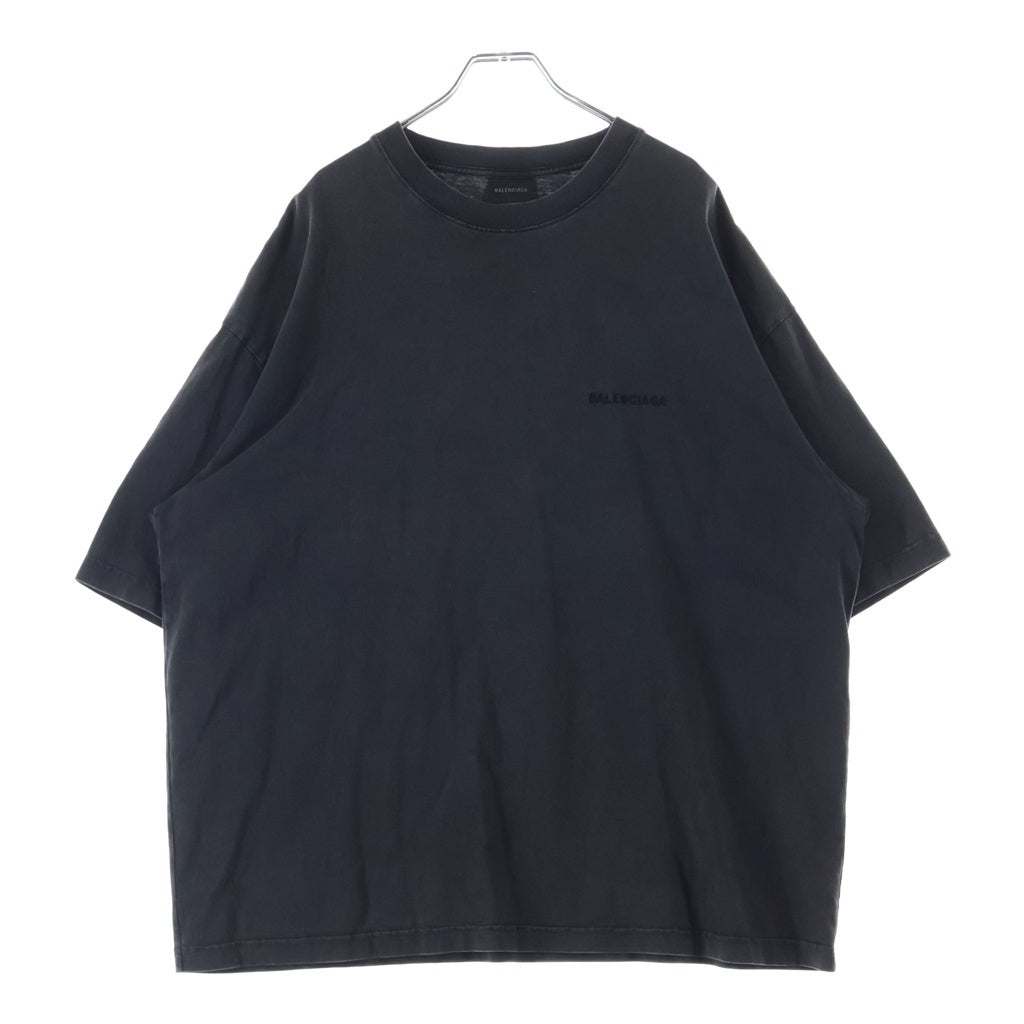 BALENCIAGA(バレンシアガ) Medium Fit Logo Tee ミディアムフィット ロゴ刺繍 クルーネック 半袖Tシャツ カットソー ブラック 612966 TLVB9