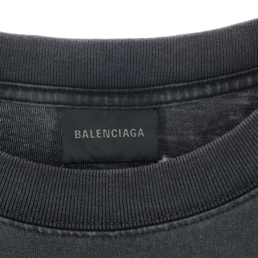 BALENCIAGA(バレンシアガ) Medium Fit Logo Tee ミディアムフィット ロゴ刺繍 クルーネック 半袖Tシャツ カットソー ブラック 612966 TLVB9