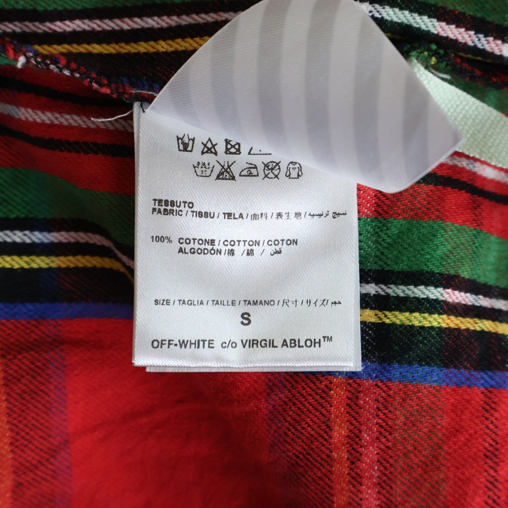 OFF-WHITE(オフホワイト) 17SS DIAG SPRAY CHECK SHIRT ダイアグナル スプレープリント チェック 長袖シャツ レッド