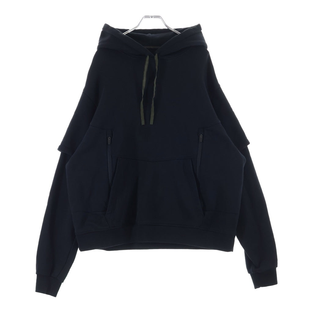 ACRONYM(アクロニウム) NEXT TO SKIN COTTON HOODED SWEATSHIRT ダブルスリーブ プルオーバースウェットパーカー フーディー ブラック S34-PR