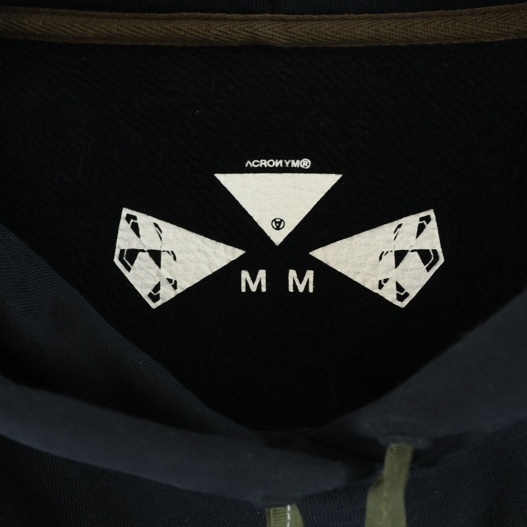 ACRONYM(アクロニウム) NEXT TO SKIN COTTON HOODED SWEATSHIRT ダブルスリーブ プルオーバースウェットパーカー フーディー ブラック S34-PR