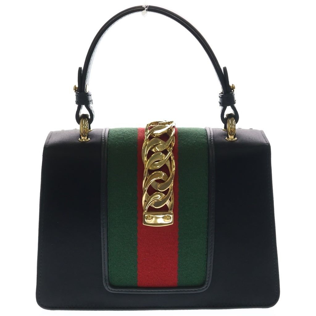 GUCCI(グッチ) シェリーライン シルヴィ ライントーン装飾 2WAY ショルダー ハンドバッグ ゴールド金具 ブラック 470270 493075 レディース