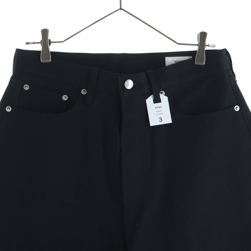 HYKE(ハイク) TWILL SHORTS ボタンフライツイルショーツ ハーフパンツ ブラック 13385