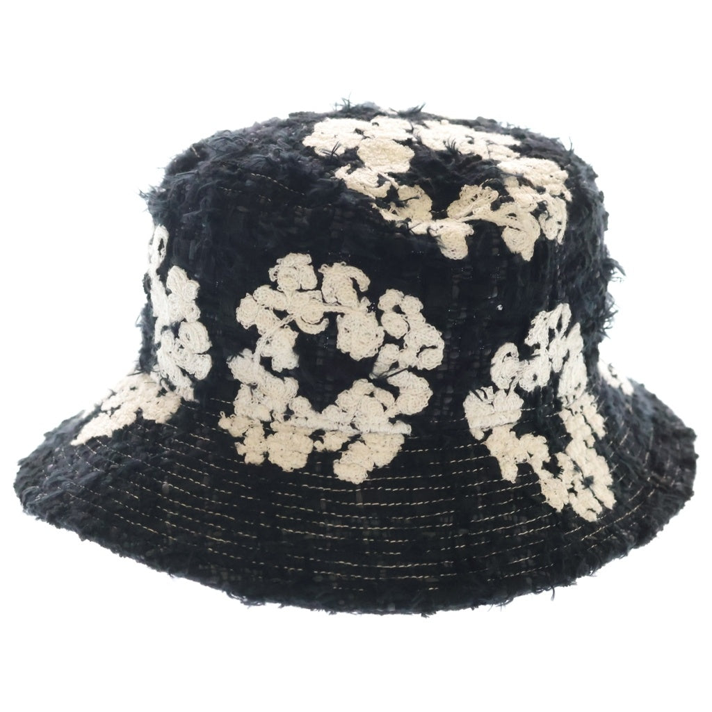 READY MADE(レディメイド) ×DENIM TEARS COTTON WREATH TWEED BUCKET HAT デニムティアーズ コットン リース ツイード バケットハット 帽子 ブラック RE-DT-BK-00-00-16