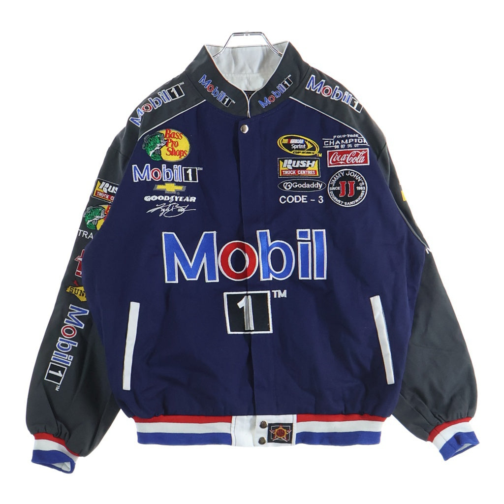 JH Design(ジェイエイチデザイン) ワッペンデザイン スナップボタン レーシングジャケット ネイビー
