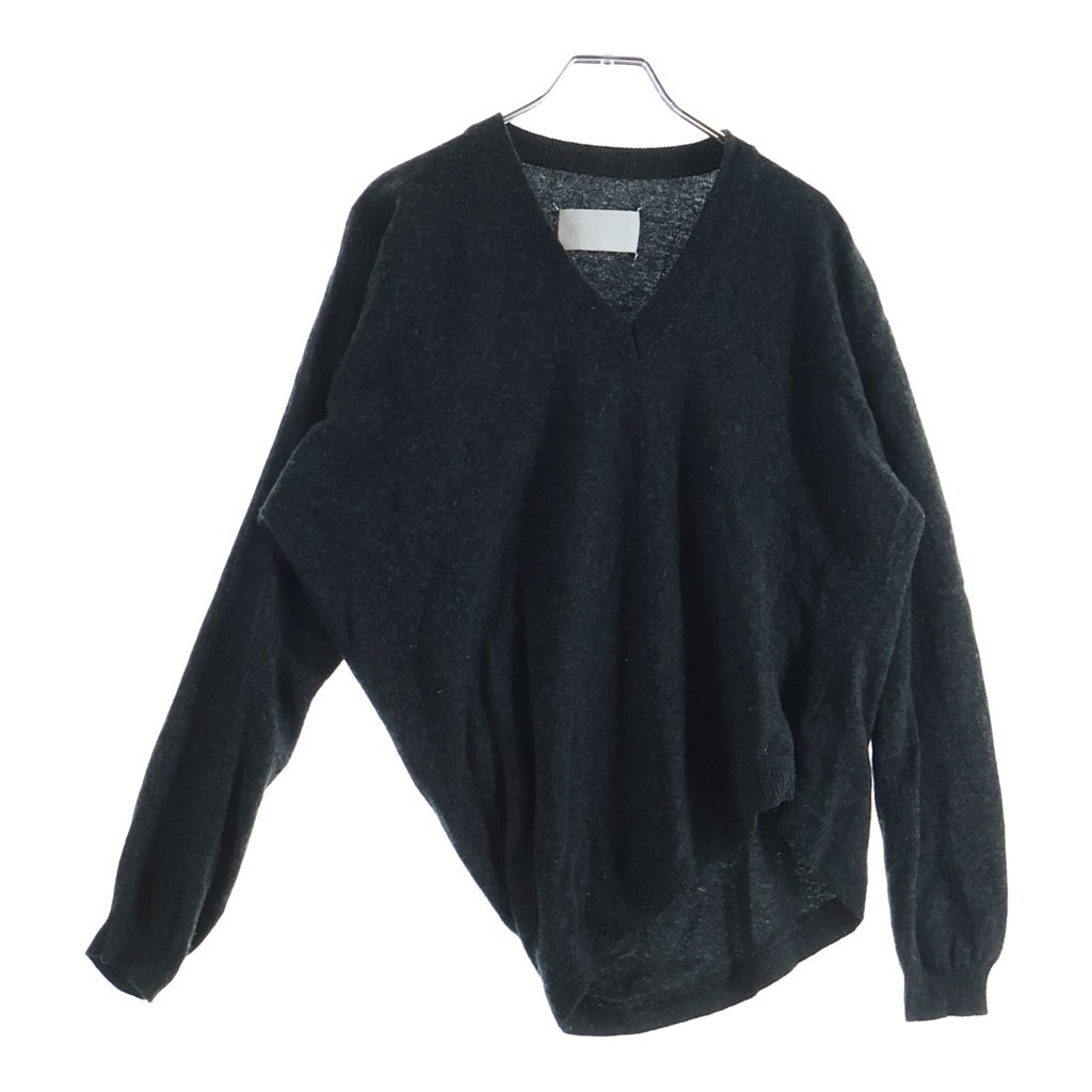 Maison Martin Margiela(メゾンマルタンマルジェラ) 本人期 イタリア製 アシンメトリー ウール Vネックニットセーター グレー 31 YM113