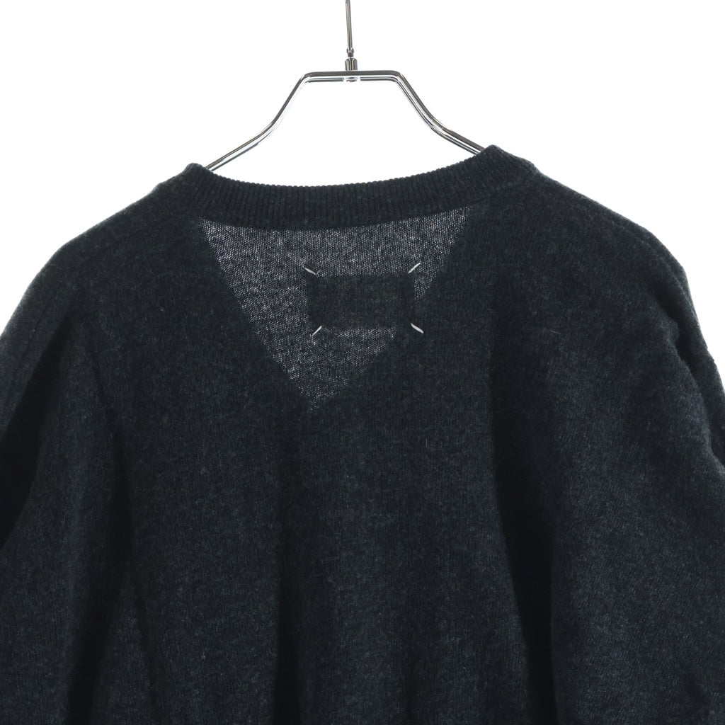 Maison Martin Margiela(メゾンマルタンマルジェラ) 本人期 イタリア製 アシンメトリー ウール Vネックニットセーター グレー 31 YM113