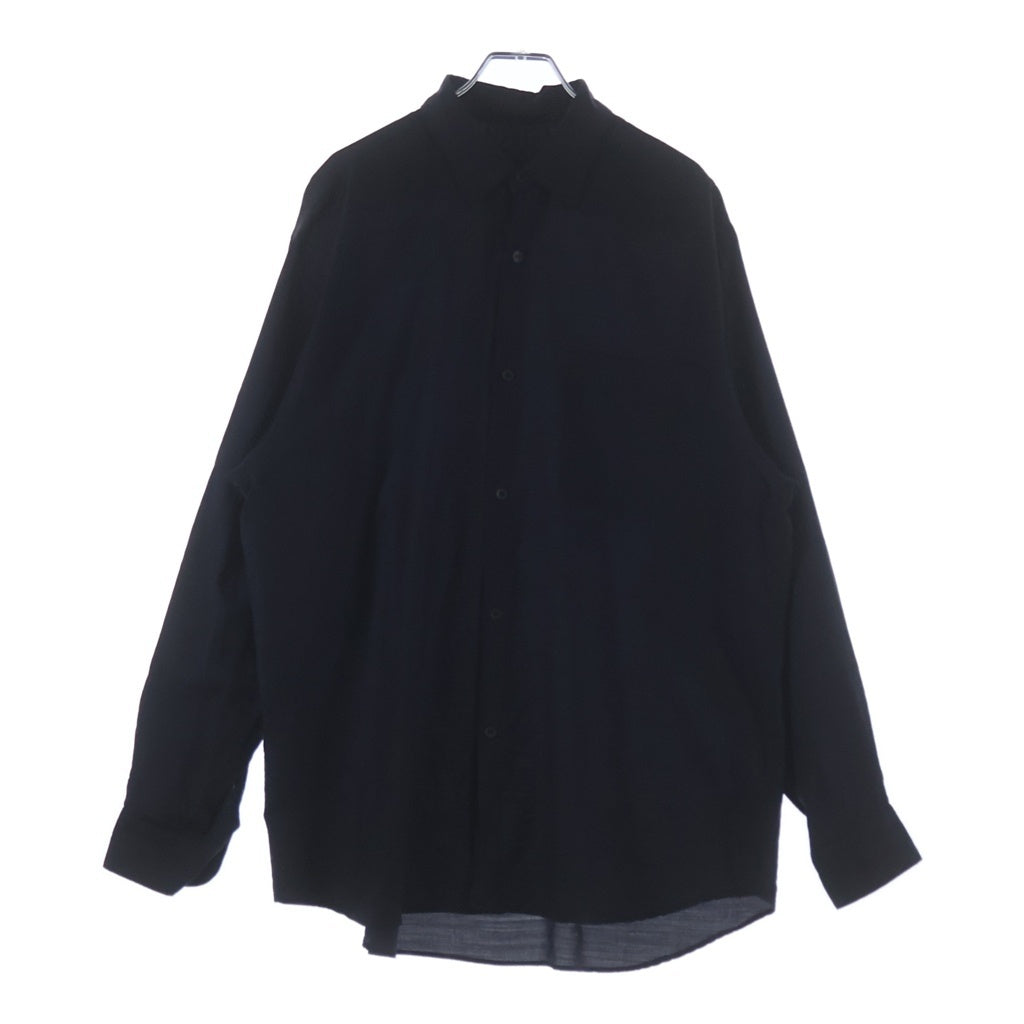 COMOLI(コモリ) 23SS シルク混 ウール レギュラーカラー 長袖シャツ ネイビー X01-02014