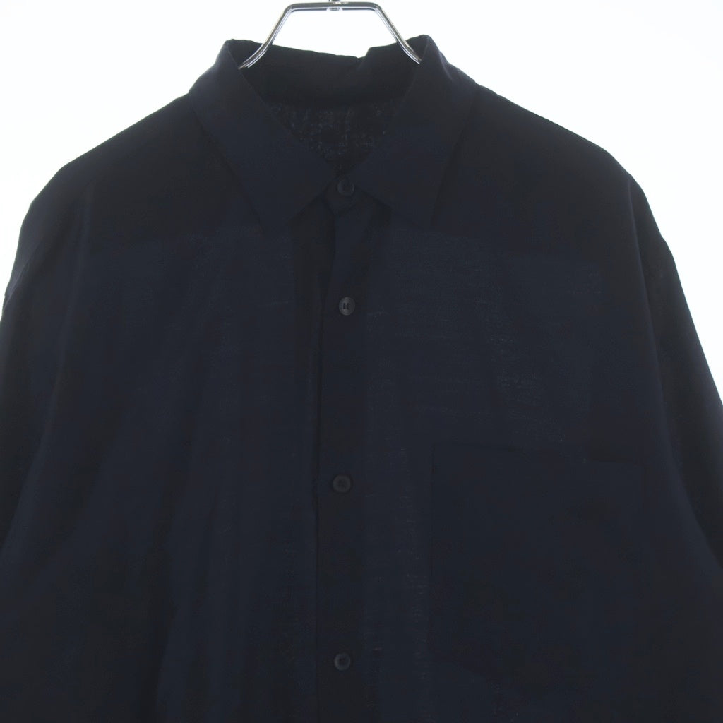 COMOLI(コモリ) 23SS シルク混 ウール レギュラーカラー 長袖シャツ ネイビー X01-02014