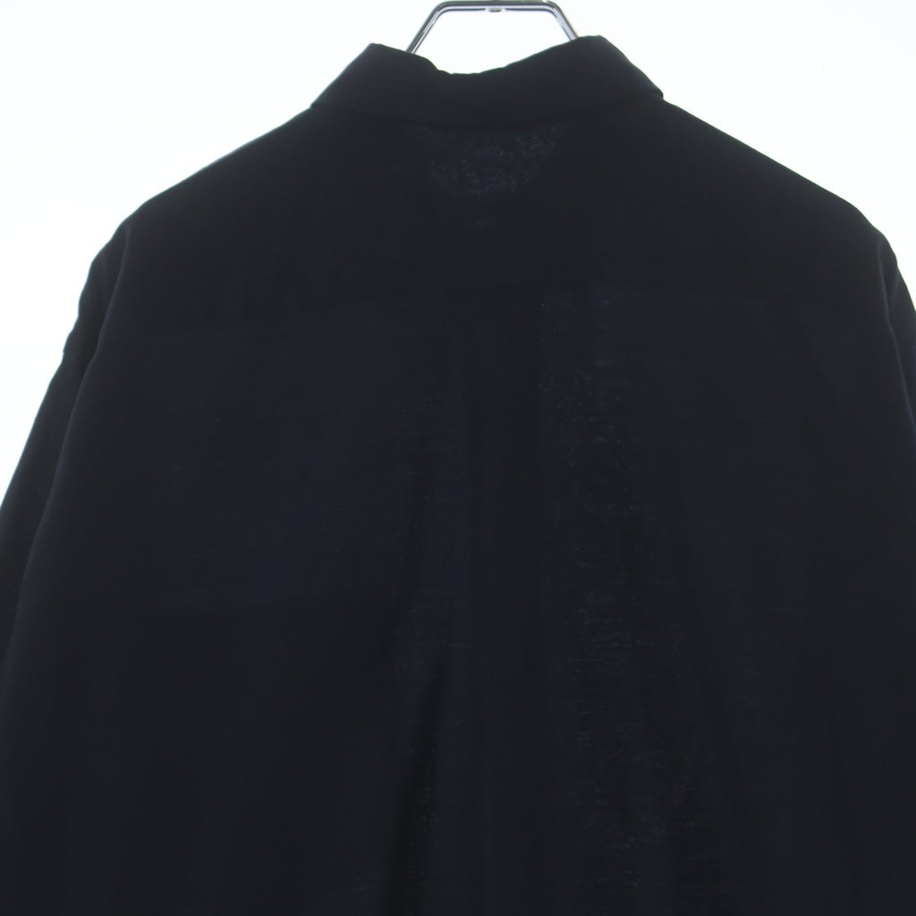 COMOLI(コモリ) 23SS シルク混 ウール レギュラーカラー 長袖シャツ ネイビー X01-02014