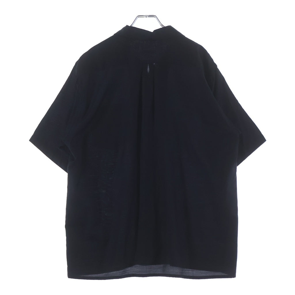 COMOLI(コモリ) 23SS シルク混 ウール 半袖 オープンカラーシャツ ネイビー X01-02019