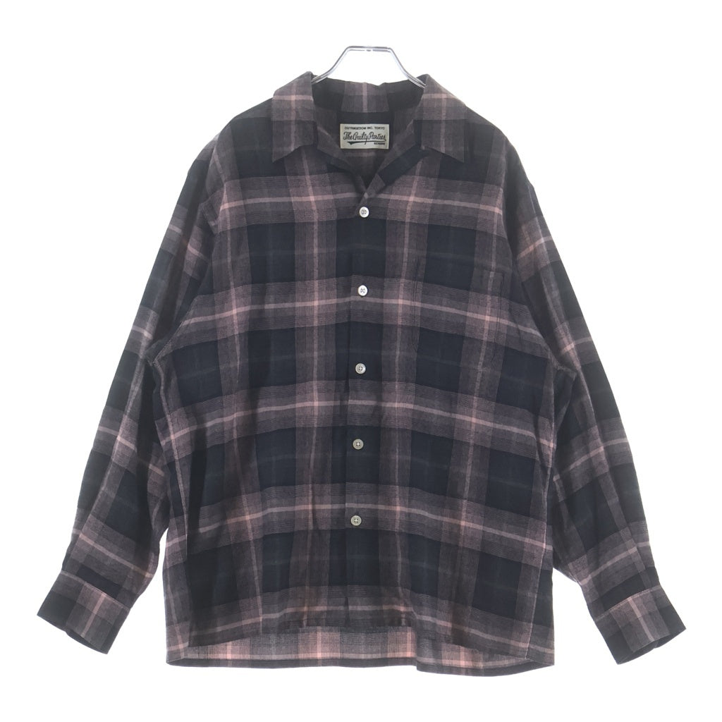 WACKO MARIA(ワコマリア) 24AW OMBRE CHECK OPEN COLLAR SHIRT TYPE-3 オンブレチェック 長袖 オープンカラーシャツ ピンク/ブラック 24FW-WMS-OC03
