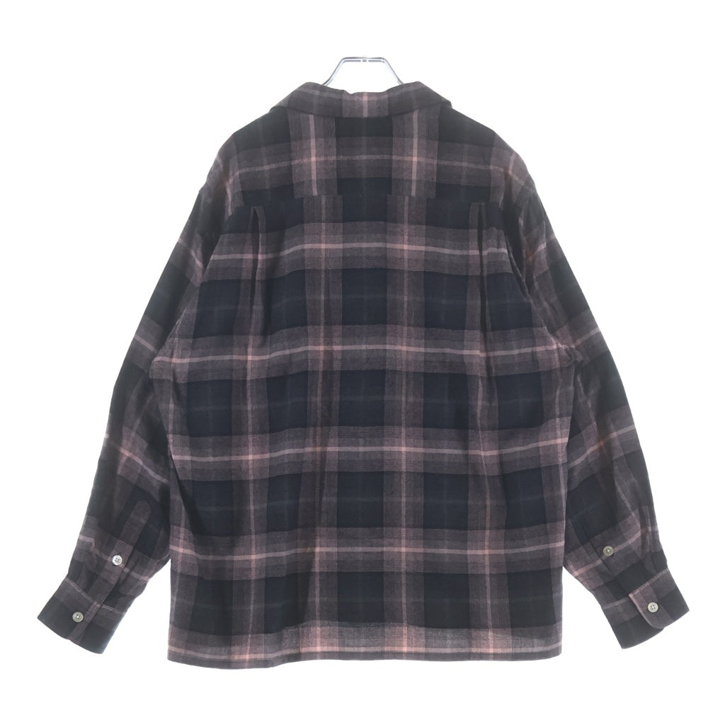 WACKO MARIA(ワコマリア) 24AW OMBRE CHECK OPEN COLLAR SHIRT TYPE-3 オンブレチェック 長袖 オープンカラーシャツ ピンク/ブラック 24FW-WMS-OC03