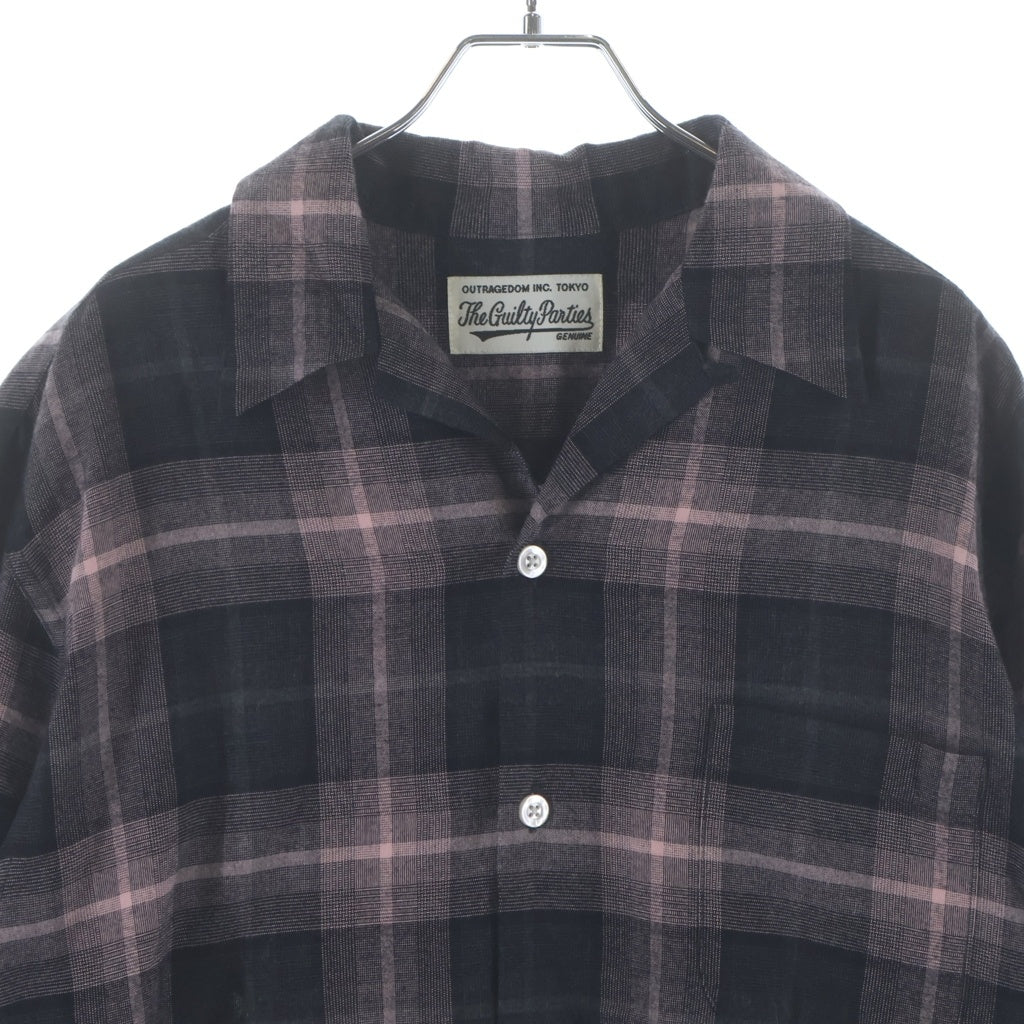 WACKO MARIA(ワコマリア) 24AW OMBRE CHECK OPEN COLLAR SHIRT TYPE-3 オンブレチェック 長袖 オープンカラーシャツ ピンク/ブラック 24FW-WMS-OC03