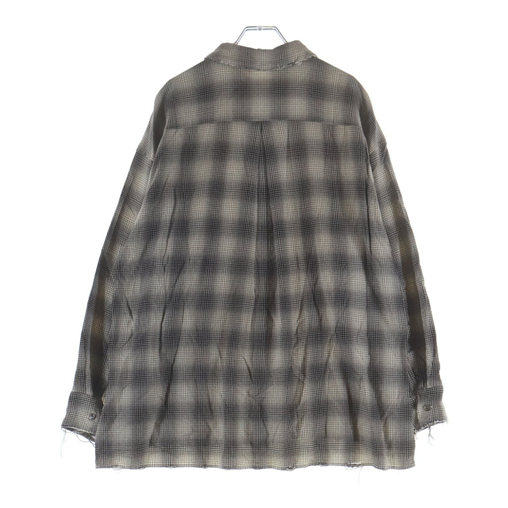 ANCELLM(アンセルム) 25SS OMBRECHECK SHIRT オンブレチェック レーヨン 長袖シャツ ブラック/ホワイト ANC-SH61-A