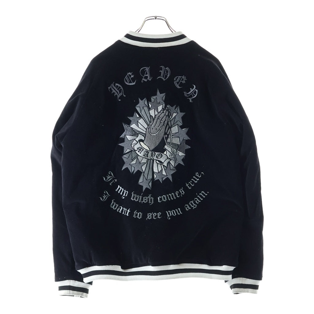 MAYO(メイヨー) 刺繍デザイン リバーシブルスタジアムジャケット スタジャン ジップアップブルゾン ブラック 22MY-JKT2202