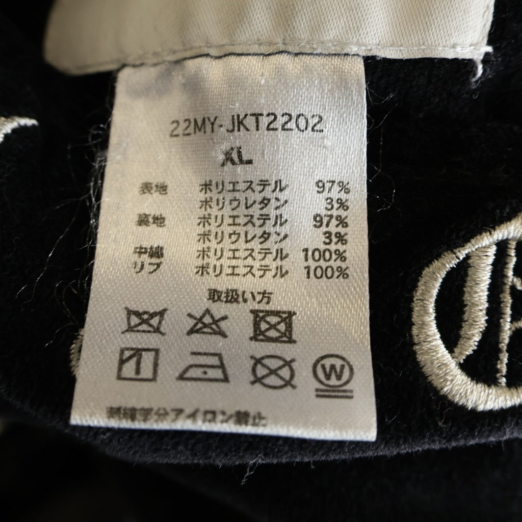 MAYO(メイヨー) 刺繍デザイン リバーシブルスタジアムジャケット スタジャン ジップアップブルゾン ブラック 22MY-JKT2202