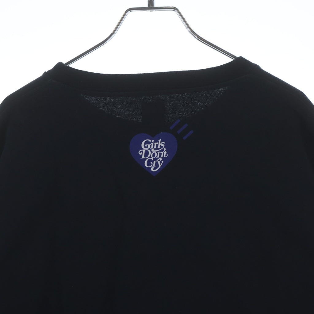 HUMAN MADE(ヒューマンメイド) 23SS ×Girls Don't Cry GDC VALENTINES DAY L/S T-SHIRT ガールズドントクライ バレンタインデイ クルーネック長袖Tシャツ カットソー ブラック XX25CS003