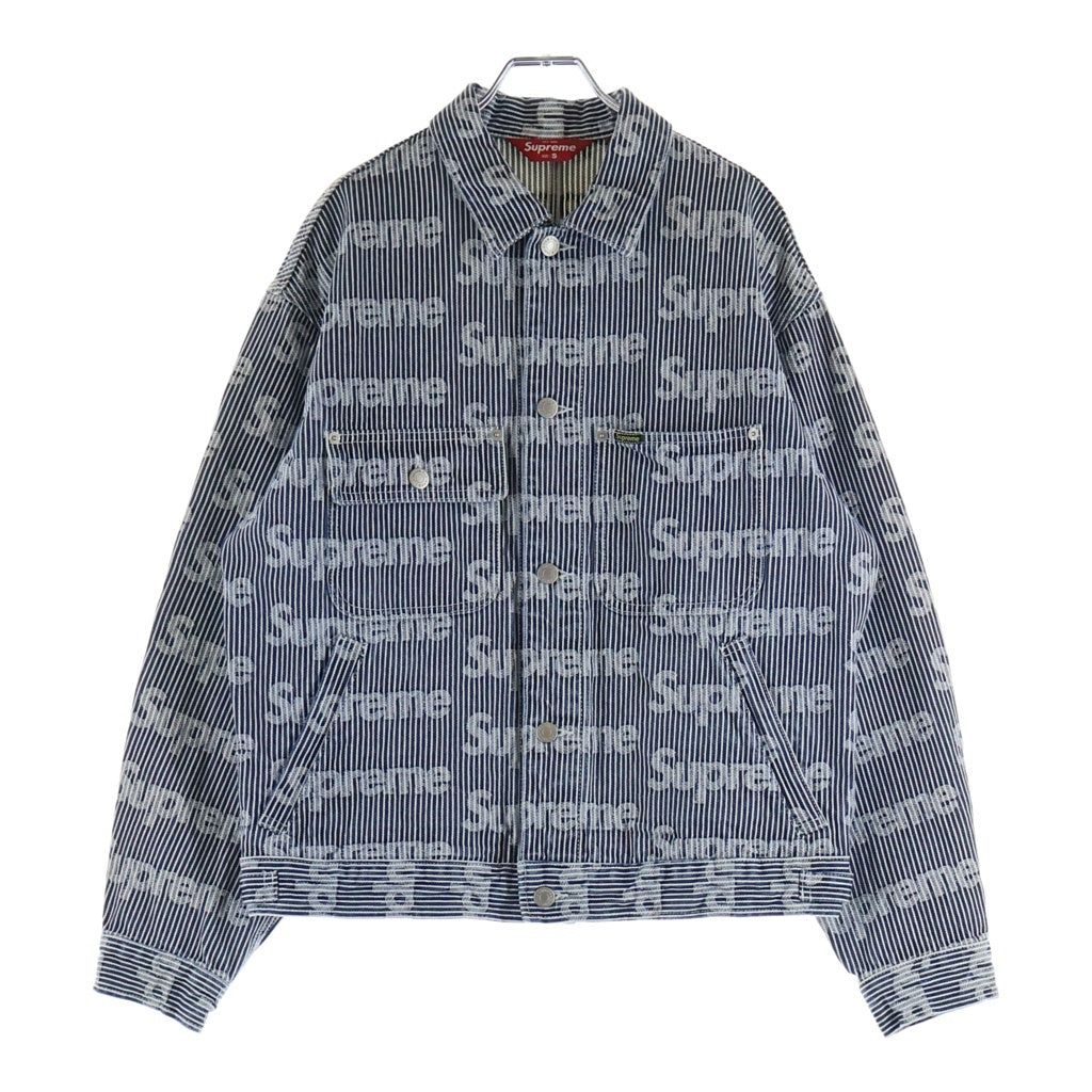 SUPREME(シュプリーム) 24SS Denim Chore Trucker Jacket ストライプ デニムトラッカージャケット インディゴ/ホワイト