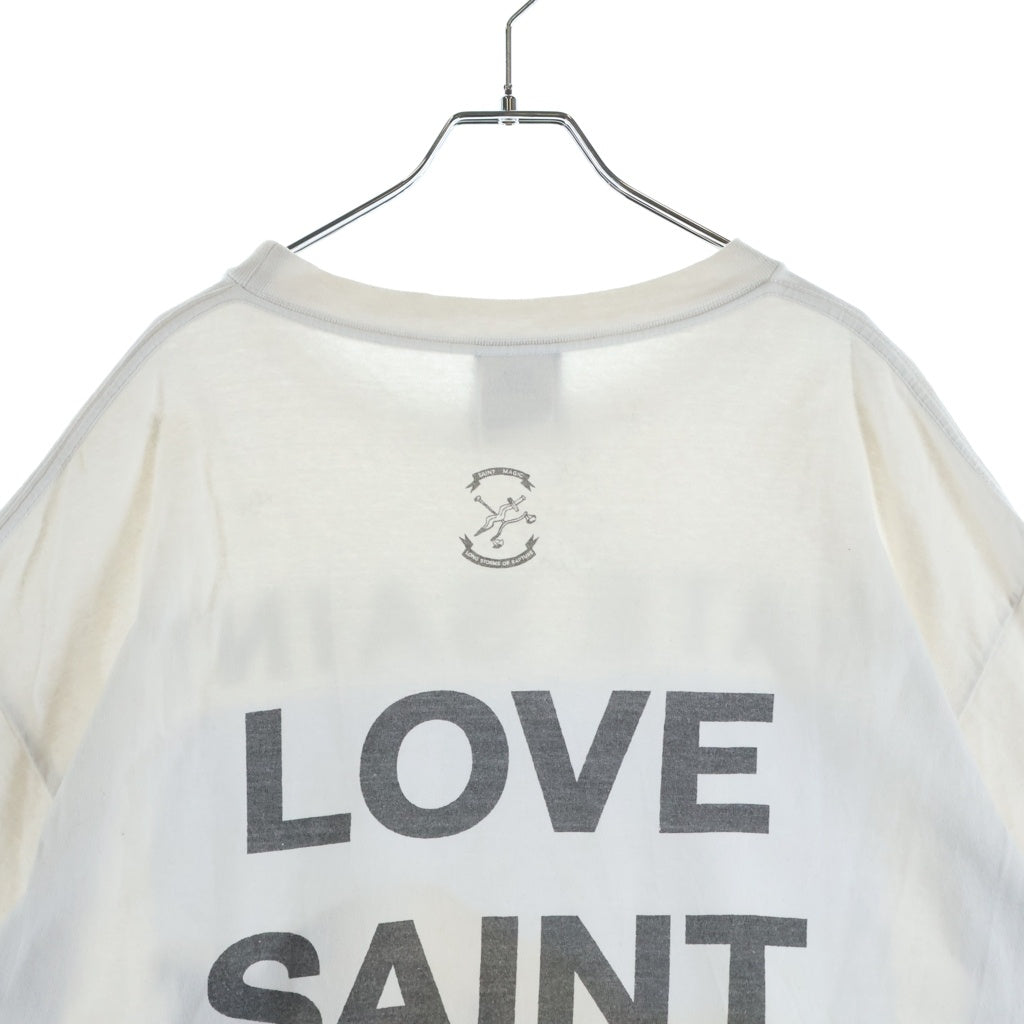 SAINT MICHAEL(セントマイケル) 22SS TEE SHEEP シープ ヴィンテージ加工 両面プリントTシャツ 半袖クルーネックカットソー ホワイト SM-S22-0000-008