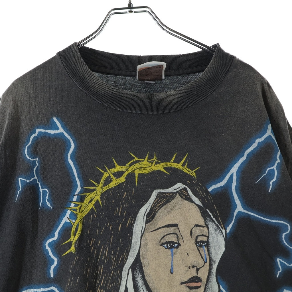 SAINT MICHAEL(セントマイケル) 25SS SS TEE MARIA マリア ヴィンテージ加工 両面サンダープリントTシャツ 半袖クルーネックカットソー グレー SM-HR8-0000-011