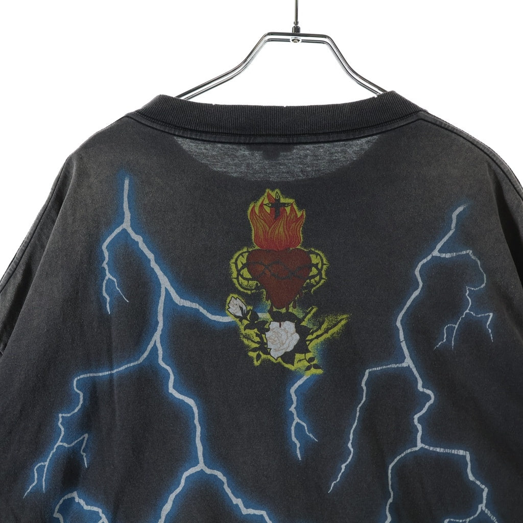 SAINT MICHAEL(セントマイケル) 25SS SS TEE MARIA マリア ヴィンテージ加工 両面サンダープリントTシャツ 半袖クルーネックカットソー グレー SM-HR8-0000-011